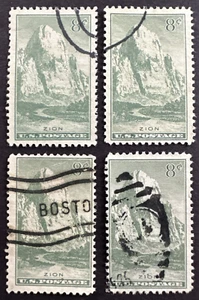 US 1934 Scott 747 Lot of 4 Used Great White Throne Zion National Park Utah - Picture 1 of 1
