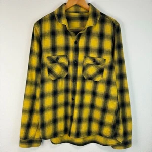 90s vintage Shirts Long sleeve Ombre Check Grunge American casual Yellow - Picture 1 of 6