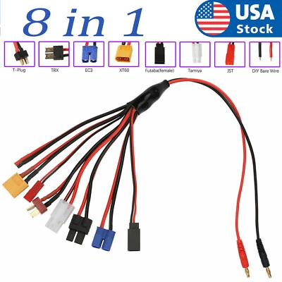 RC Lipo Battery Charger Adapter Connector Splitter 8 in 1 Octopus Convert Cable - Image 1 of 4