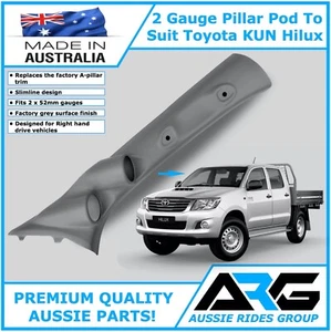 52mm 2 Gauge Pillar Pod In Grey To Suit KUN Series Toyota Hilux 2005-2015 - Picture 1 of 2