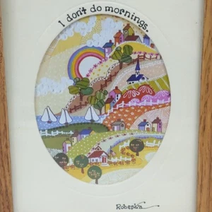 Roberta I Don’t Do Mornings Framed Print Art Vintage 1970s Country Folk Decor - Picture 1 of 4
