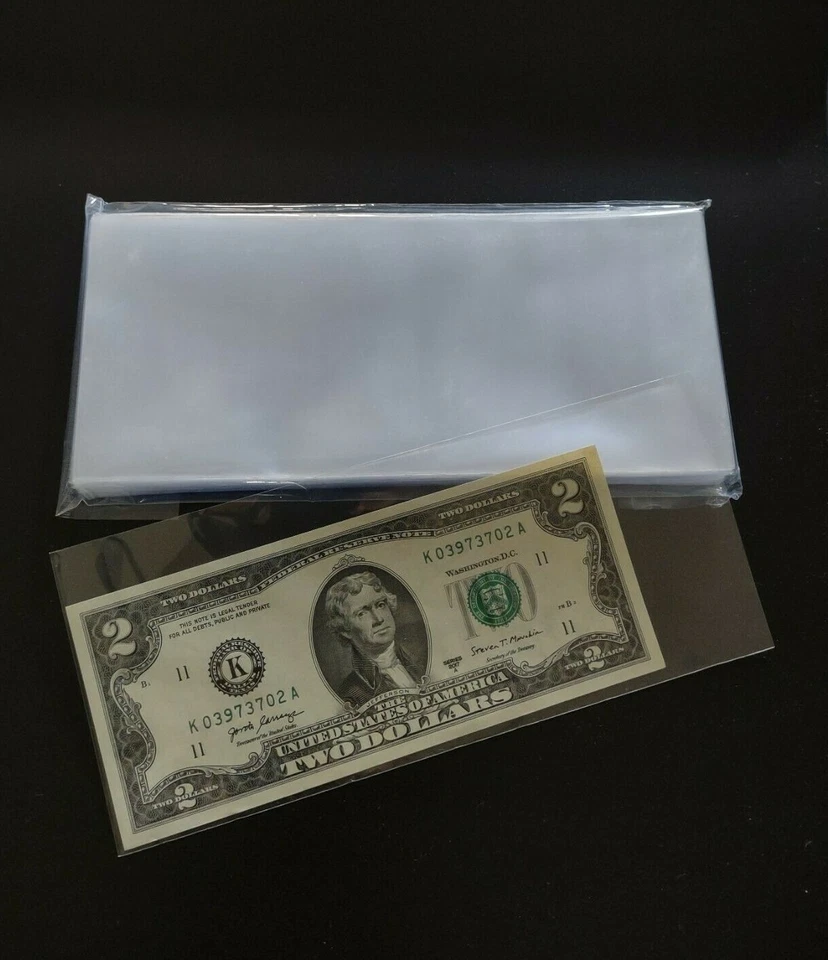 100Pcs  Clear Plastic  Money Sleeves Clear Money Bag Currency Sleeves - Image 1 of 1
