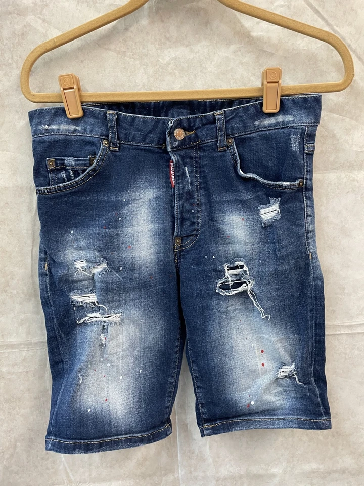 Pantalones cortos de mezclilla para hombre Dsquared2 Italia azul desgastado talla 44 Foto 1 de 4