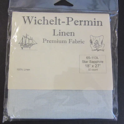 Wichelt-Permin Premium Fabric 32 ct STAR SAPPHIRE Linen 18 x 27 NIP - Image 1 of 4