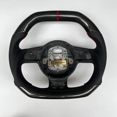 For AUDI TT R8 TTRS RS TTS Quattro 2008-2015 Carbon Fiber Flat Steering Wheel - Imagem 1 de 4