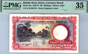 British West Africa 20 Shillings 1953 - 1957 PMG 35 CHOICE VF Pick # 10a - Picture 1 of 3