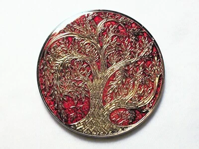 Árbol de la Vida Celta - Plata Pulida sobre Acabado Rojo - Nueva Geocoin Sin Activar Foto 1 de 2