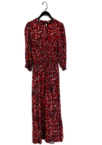 Joules Red Leopard Puff Sleeve Maxi Dress With Pockets - Size 10 - Picture 1 of 14