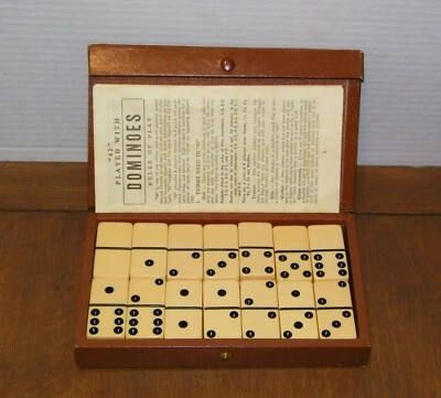 Vintage Butterscotch Bakelite Dominoes Double Six ~ 2" x 1" x 1/4" Field Mfg Co. - Image 1 of 4