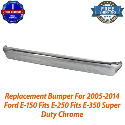 New Rear Bumper Chrome Steel For 1992-2014 Ford Econoline Van E-150 250 350 — 第 1/4 张图片