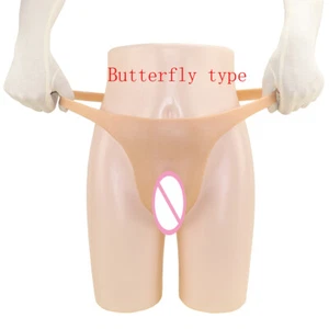 Silicone GAFF Fake Vagina Panty & Catheter Underwear Transgender Thong Knickers - Picture 1 of 12