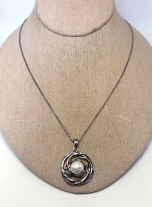 OR PAZ Sterling Silver Leaf Cultured Pearl Pendant Necklace - NWT - Picture 1 of 12