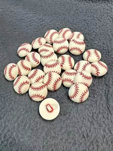 25 Baseball Red Stitched sports Sewing Crafts Clothes Button Red White Rounded - Picture 1 of 24