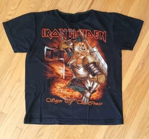 Iron Maiden Sign Of The Cross Band T-Shirt; Modified, Double Sided ~ Large - Picture 1 of 6