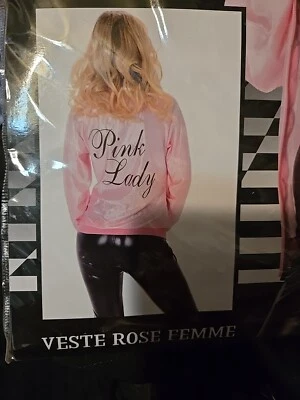 Jaqueta feminina rosa feminina graxa fantasia cosplay fantasia carnaval cetim MÉDIO  - Imagem 1 de 2