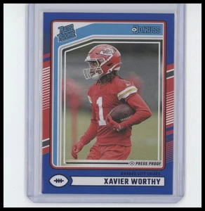 2024 Panini Donruss - Xavier Worthy Rated Rookie Blue Press Proof (RC) #398 - Bild 1 von 2