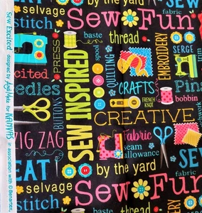 Fabric - Sew Excited Sew Wordy-C 7824 - Picture 1 of 5