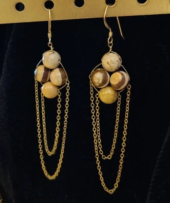 14K Yellow Gold Filled and Jasper Dangle/Drop Earrings - Image 1 of 4