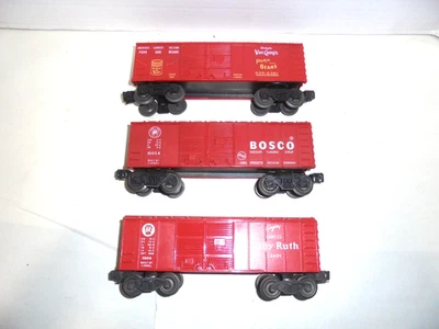LIONEL BOSCO,BABE RUTH,VAN CAMPS VINTAGE BOXCARS O GAUGE NICE 4 THE LAYOUT - Image 1 of 2
