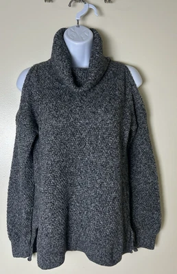 Suéter Hollister Mujer Cuello Alto Hombro Frío Manga Larga Gris Pequeño C-9 Foto 1 de 4