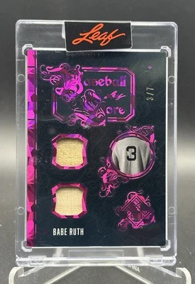 BABE RUTH 2025 Leaf Baseball Lore Dual Bat Relic 3/7 NUMBER MATCH Yankees CP4 - Image 1 of 2