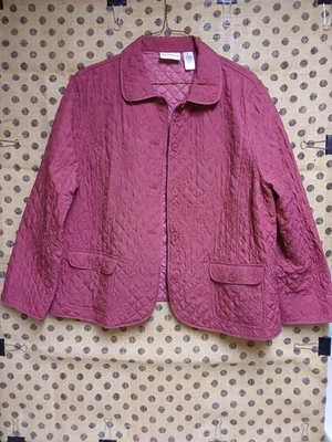 Alfred Dunner Quilted Floral Embroidery Jacket Women's Size 20 Cranberry Red - Image 1 of 4