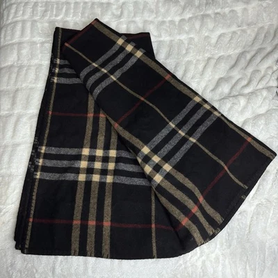 Burberry London Large Plaid Check Wool Throw Blanket Black 60” x 67” - Image 1 of 4