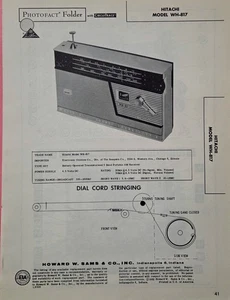 SAMS PHOTOFACT TRANSISTOR RADIO MANUAL HITACHI MODEL WH-817 - Picture 1 of 1