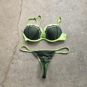 Vintage Y2k Victoria's Secret sexy Cyber Grunge grün BH & Höschen Set Größe 34B - Bild 1 von 3