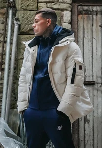 SikSilk Mens Ecru Parka Medium - Picture 1 of 5