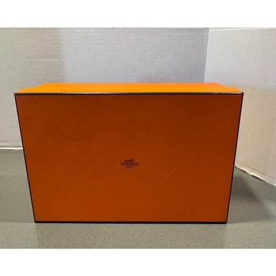 Auténtico Hermes Paris Caja Vacía Solo Tamaño 12" x 8" x 4.5" Naranja Cuadrado Almacenamiento Foto 1 de 4