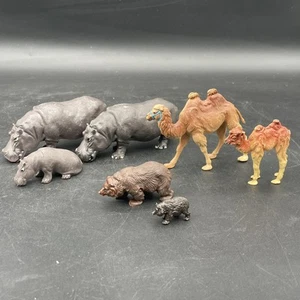 Vtg BRITAINS Ltd Plastic Toy Zoo Animals- Camel, Hippos, Bears - 7 pcs - Picture 1 of 5