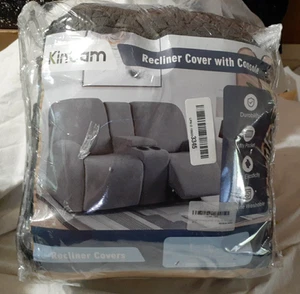 KinCam Recliner Covers w/ Console-2 Seater Dark Gray - Picture 1 of 5