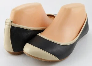 $99 DOLCE VITA MIKI Black Bone Leather Designer Comfort Ballet Flats 7.5 - Picture 1 of 4