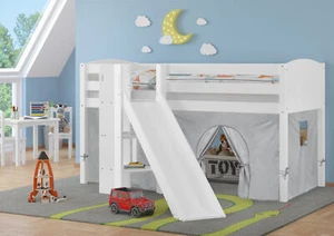 Schönes Spielbett für Kinder mit Rutsche 90x200 cm Kiefer weiß Hochbett - Bild 1 von 21