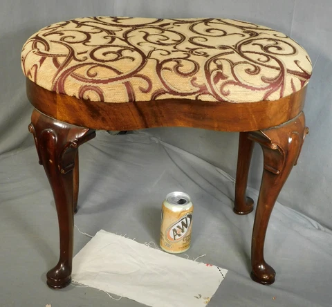 Vintage Hand Carved Mahogany Wood Historic Replica Queen Anne Stool Southwood NC Cover