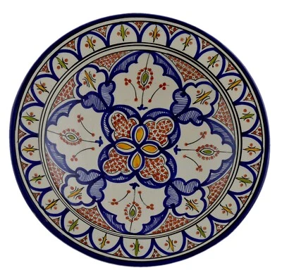 Moroccan Ceramic Serving Plate Handmade Pasta Bowl Wall Hanging 14inches X-large - Image 1 of 4