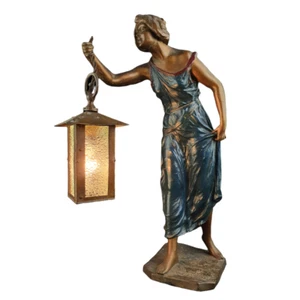 Art Nouveau Lady Lamp with a Lantern: Beautifully Presented Lamp - Picture 1 of 3