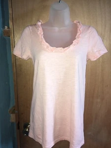 J Crew Women's XS Pink Ruffled Neck  - Picture 1 of 5