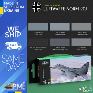 Arcus A2052 Acrylic paints set Luftwaffe Norm 90J 6 colors in set 10ml - Picture 1 of 3