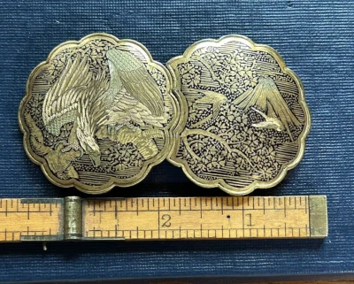 Antique Japanese GOLD Mixed Metal Hand Engraved Komai Otojiro Signed Buckle - Image 1 of 4