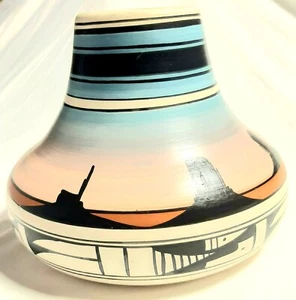 Navajo authentische Zeder Mesa Keramik Vase West High Plateau Design signiertes Stück - Bild 1 von 9