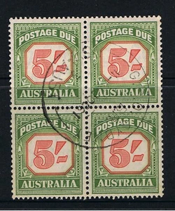 AUSTRALIA 1953 - 60 5/- POSTAGE DUE - BLOCK OF 4 - Picture 1 of 2