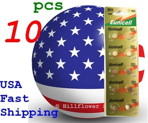 10 pcs AG11 LR58 LR721 G11 362A 361 162 Card 1.5V 0% Hg Alkaline Battery - Picture 1 of 7