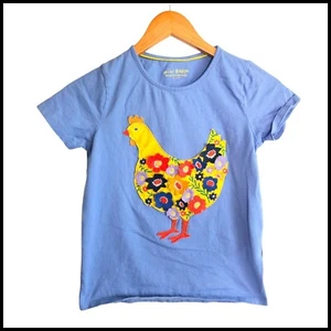 Mini Boden Applique T-Shirt Floral Chicken Graphic Tee Top Kids Size 9 10 Years - Picture 1 of 6