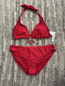 Y2K Sand & Sun Red Large Halter Top & X Large Bikini Bottoms Women’s Vintage - Picture 1 of 3