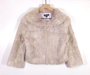 Bebe 100% Rabbit Fur Coat Crop Jacket Size S Pinkish Beige - Picture 1 of 15