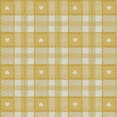 Ochre Sweethearts Yellow Mustard Gingham Check PVC Plastic Vinyl Table Cloth - Image 1 of 4