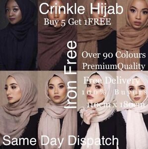New Style/design Crimp/crinkle  BUY 5 GET 1 FREE Hijab Scarf Headscarf Crinkle W