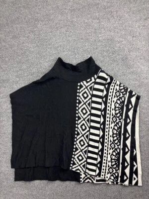 Poncho para mujer diseño islandés encogido de hombros S/M suéter negro cuello falso isla justa Foto 1 de 4